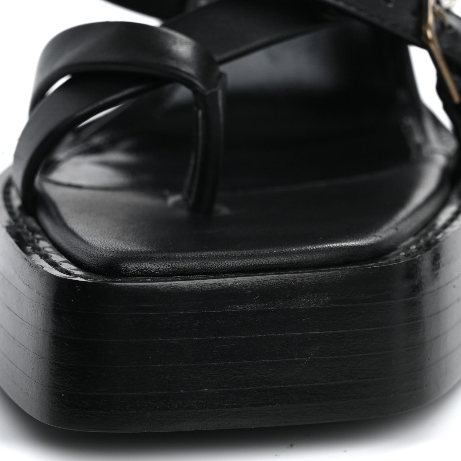 Saint Laurent Calfskin 105 Platz Platform Sandals 35 Black 13 of 14