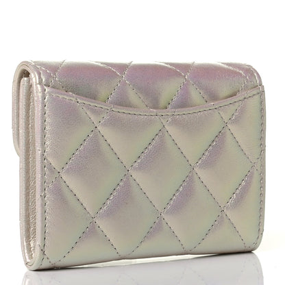Chanel Iridescent Lambskin Quilted Flap Card Holder Wallet Ivory 2 of 5
