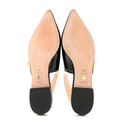 Christian Dior Patent Ribbon J'Adior Slingback Ballet Flats 38.5 Black 6 of 10