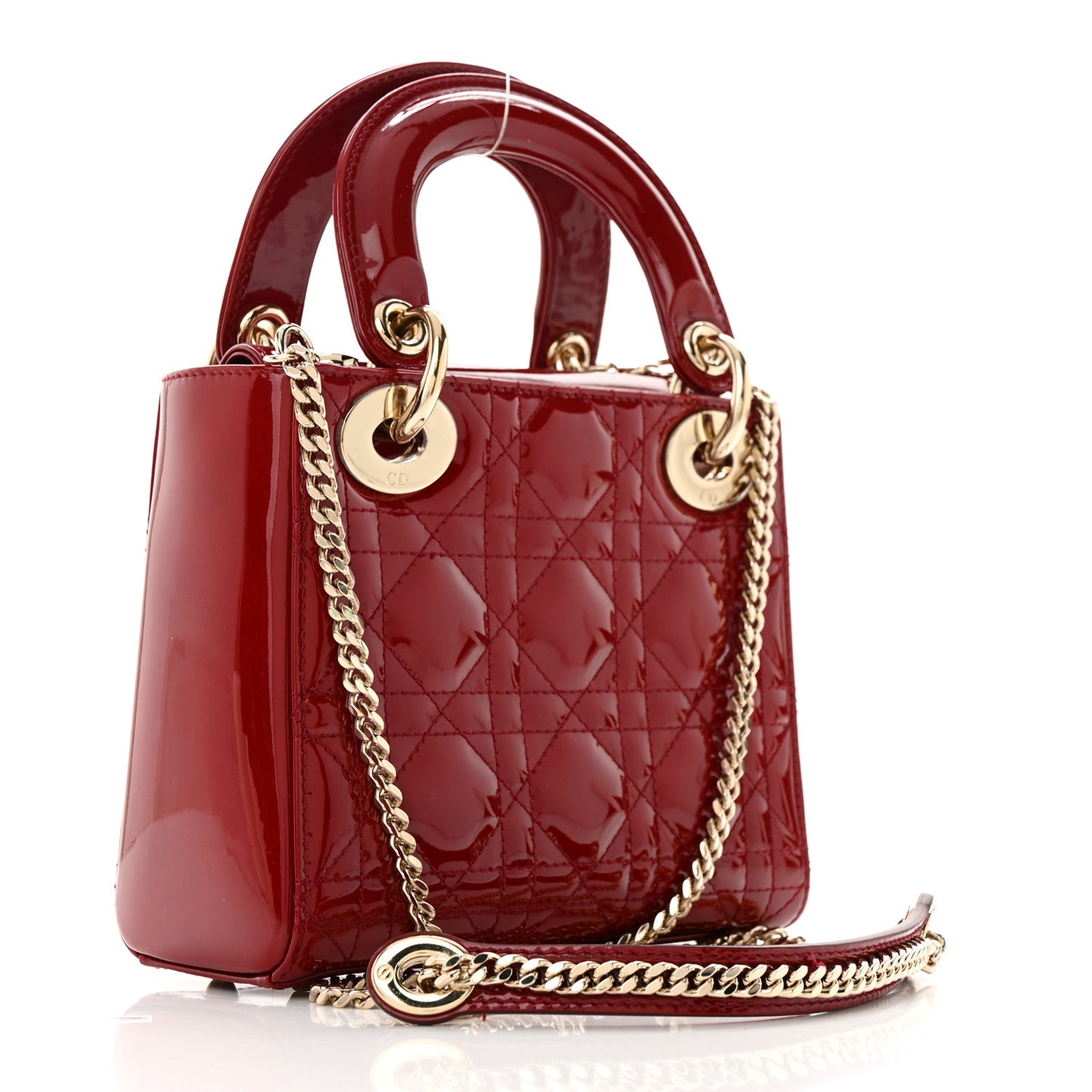 Patent Cannage Mini Lady Dior Red
