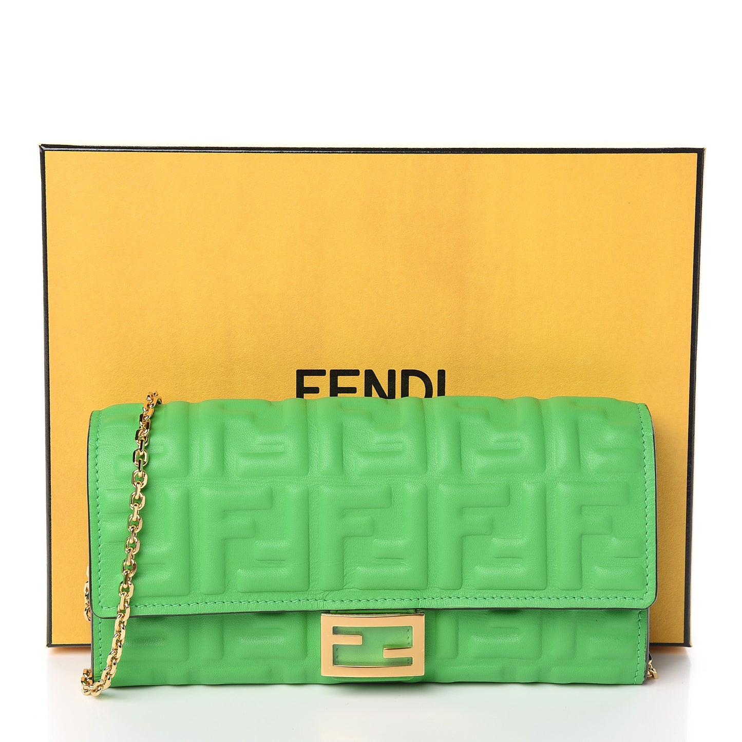Nappa Matisse FF Embossed Continental Wallet On Chain Tomatillo