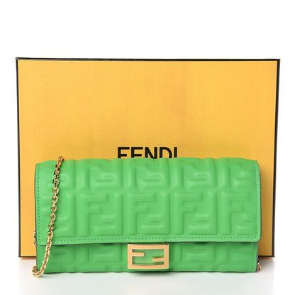 Fendi Nappa Matisse FF Embossed Continental Wallet On Chain Tomatillo 11 of 11