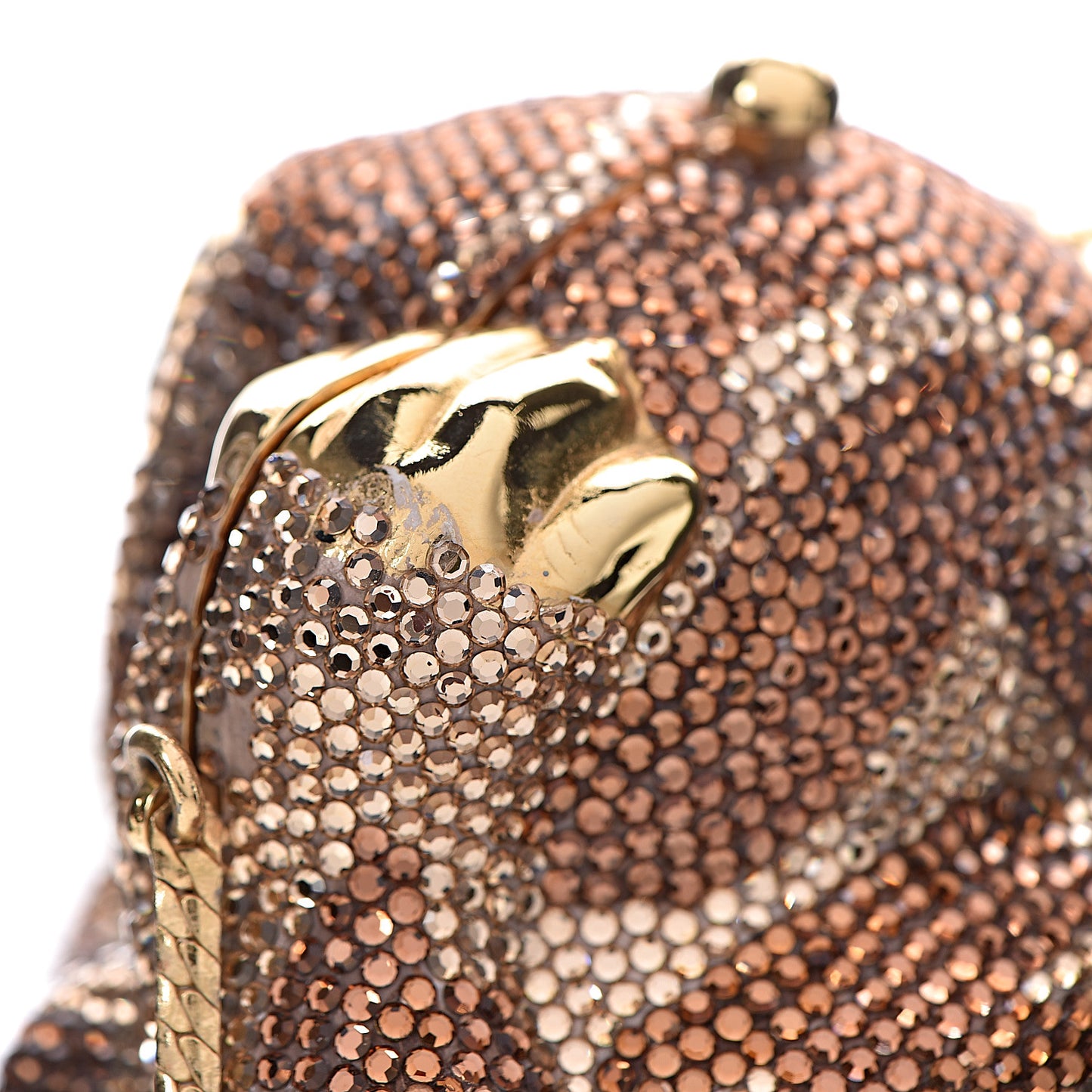 Crystal See No Evil Monkey Minaudiere Clutch Bronze Gold