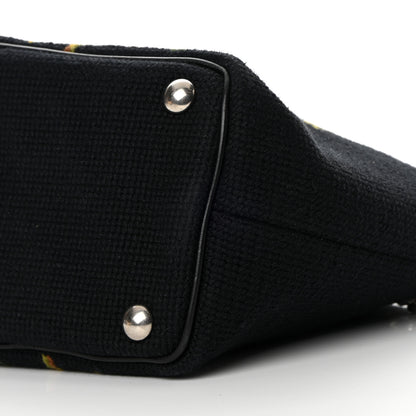 Saint Laurent Woven Wool Embroidered Baby Emmanuelle Bucket Bag Black 10 of 13