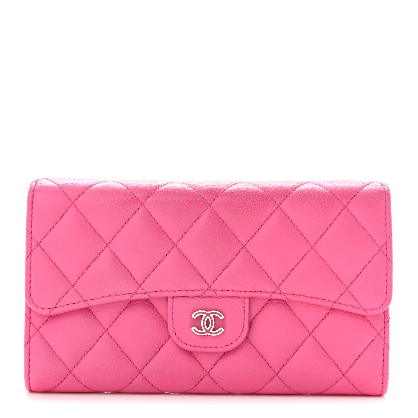 Caviar Quilted Large Flap Wallet Pink