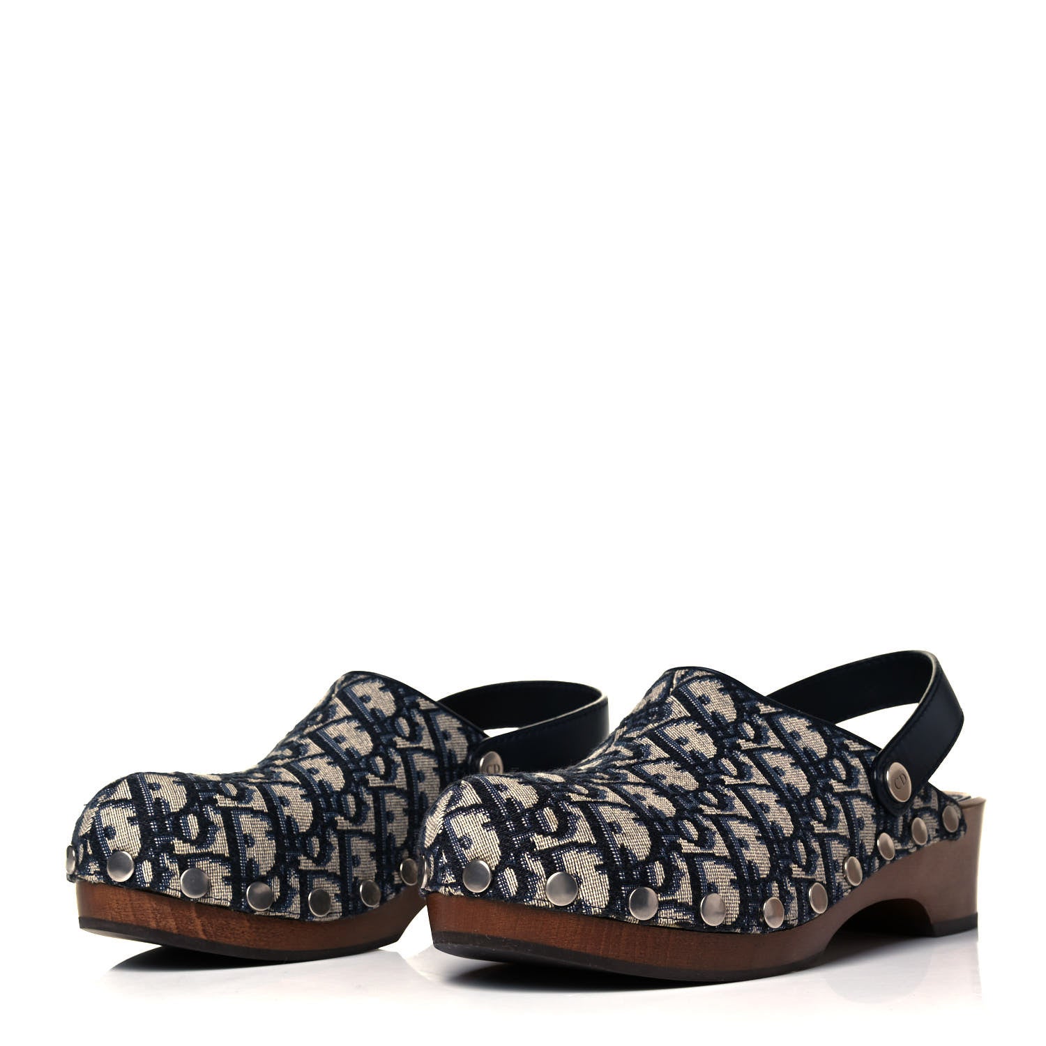 Christian Dior Canvas Oblique Diorquake 20mm Slingback Clogs 39 Deep Blue 3 of 7
