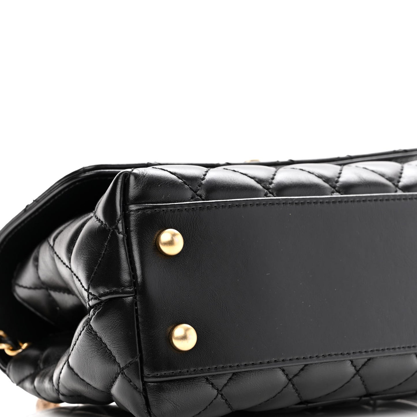 Calfskin Quilted Mini Logo Coco Handle Flap Black