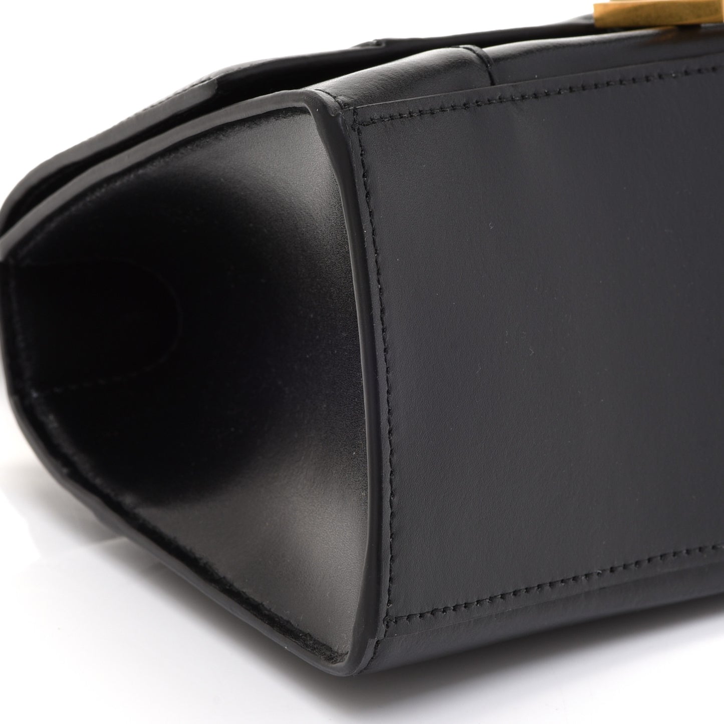 Shiny Box Calfskin Small Hourglass Top Handle Bag Black