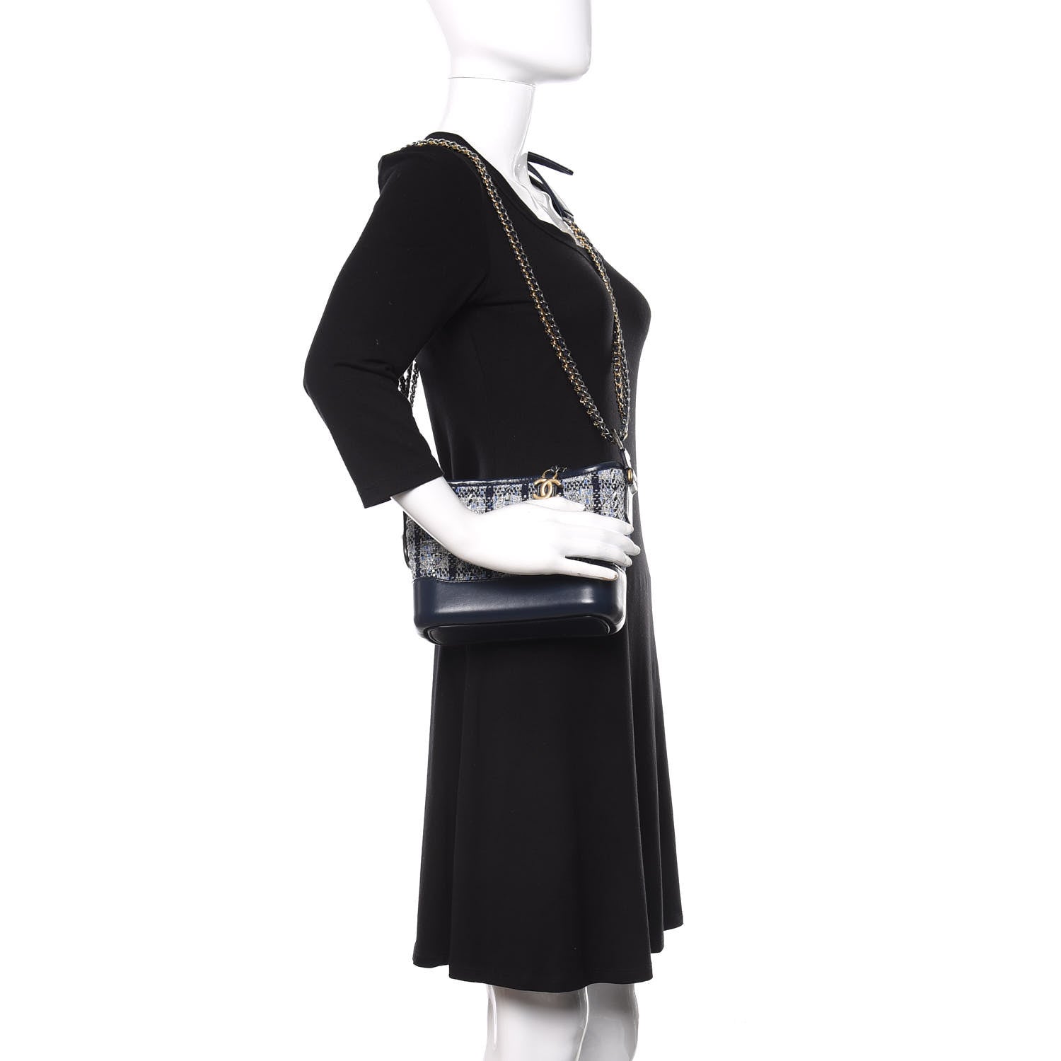 Chanel Tweed Calfskin Small Gabrielle Hobo Blue 3 of 12