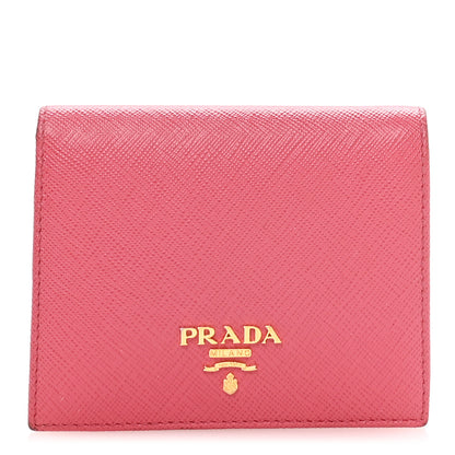 Prada Saffiano Metal Small Compact Wallet Peonia Begonia 1 of 8