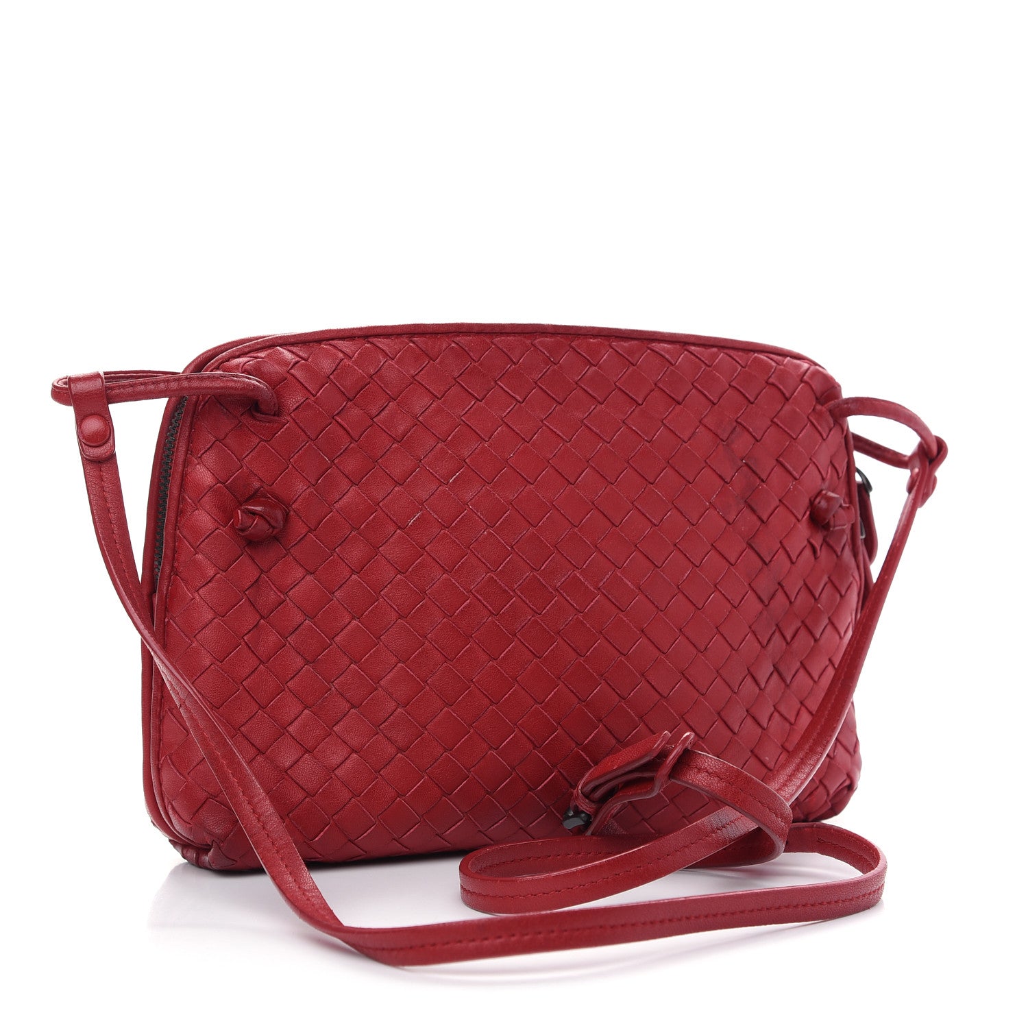 Bottega Veneta Nappa Intrecciato Nodini Crossbody Messenger Red 3 of 12