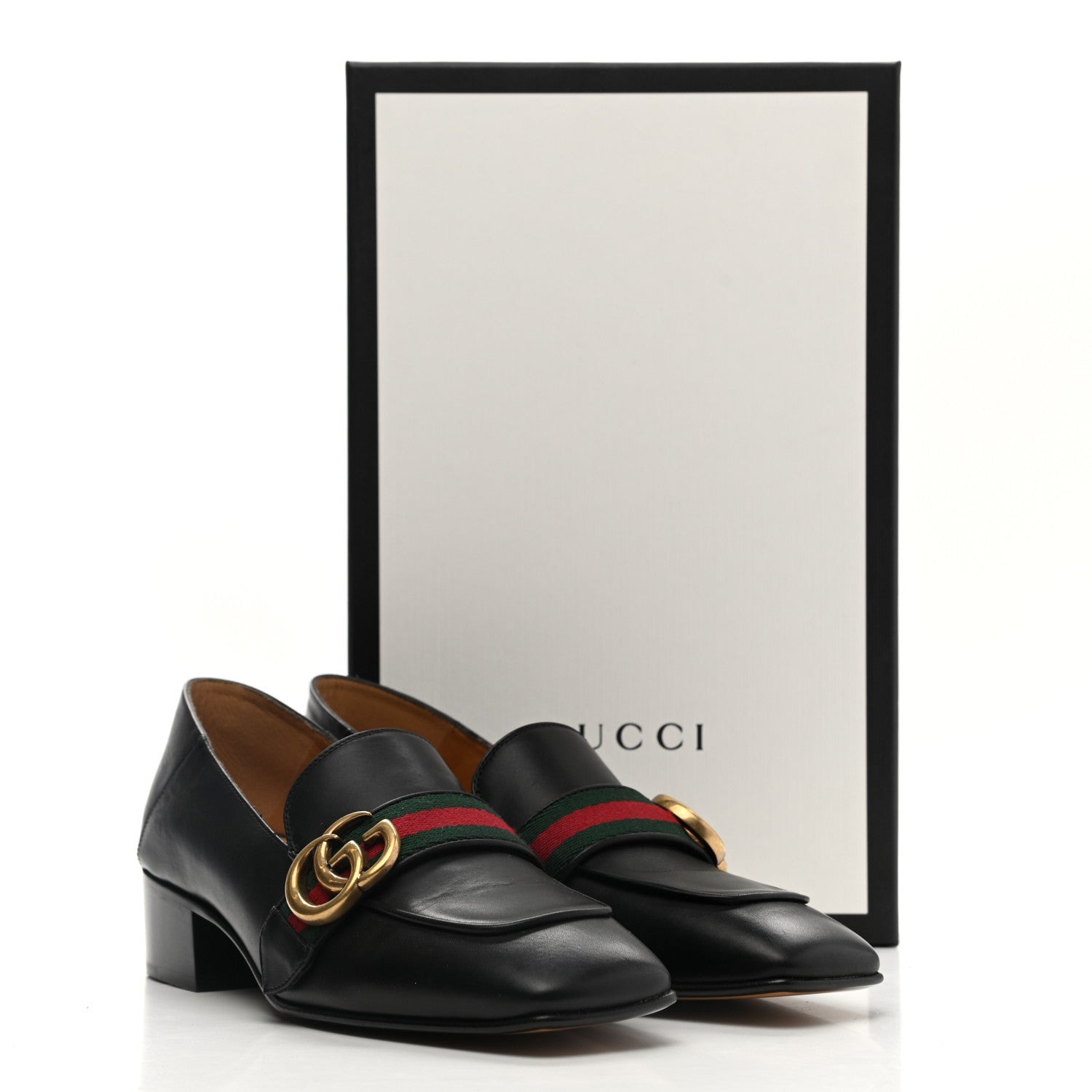 Gucci Calfskin Web Peyton Loafer Pumps 36.5 Black 10 of 10