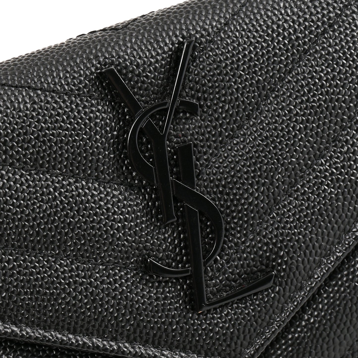 Grain De Poudre Matelasse Chevron Small Monochrome Monogram Envelope Wallet Black Black