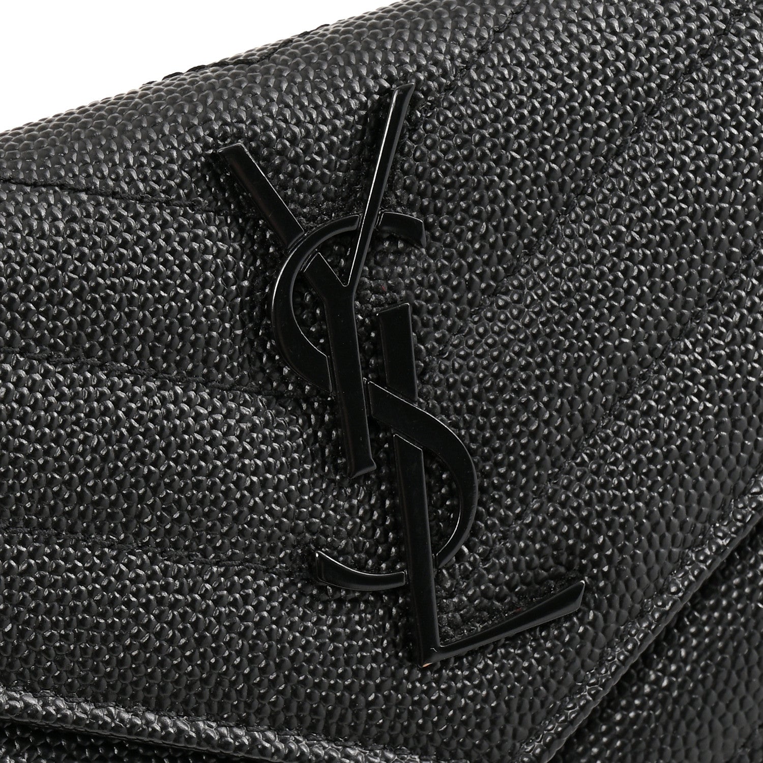Saint Laurent Grain De Poudre Matelasse Chevron Small Monochrome Monogram Envelope Wallet Black Black 9 of 10