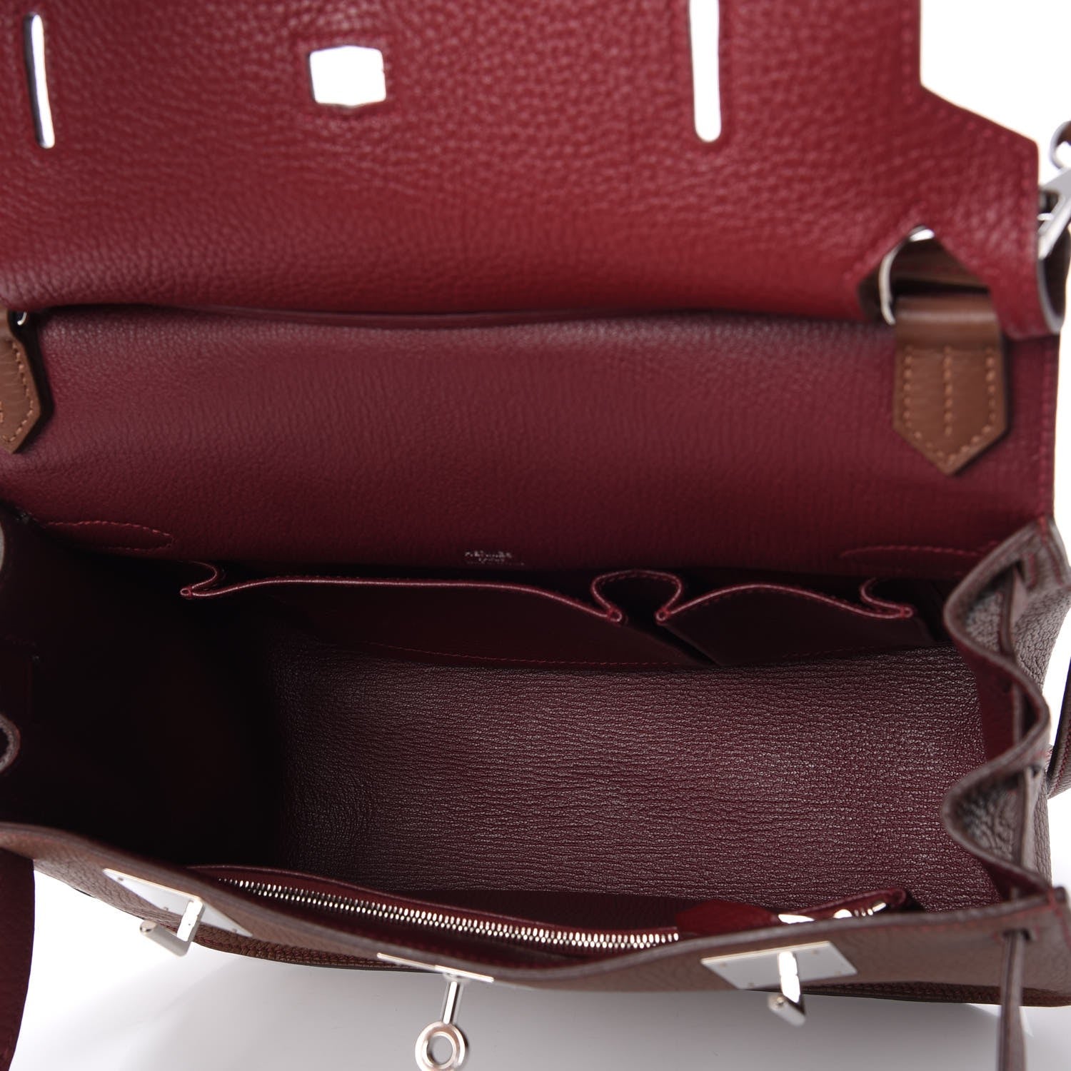 Hermes Taurillon Clemence Jypsiere 28 Marron D'Inde Rouge H 5 of 8