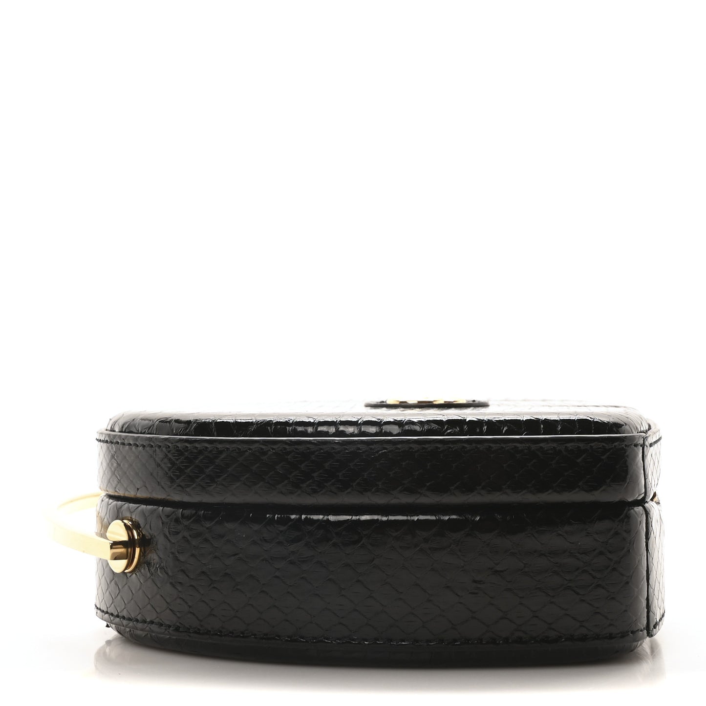 Snakeskin Broadway Ring Top Handle Bag Black