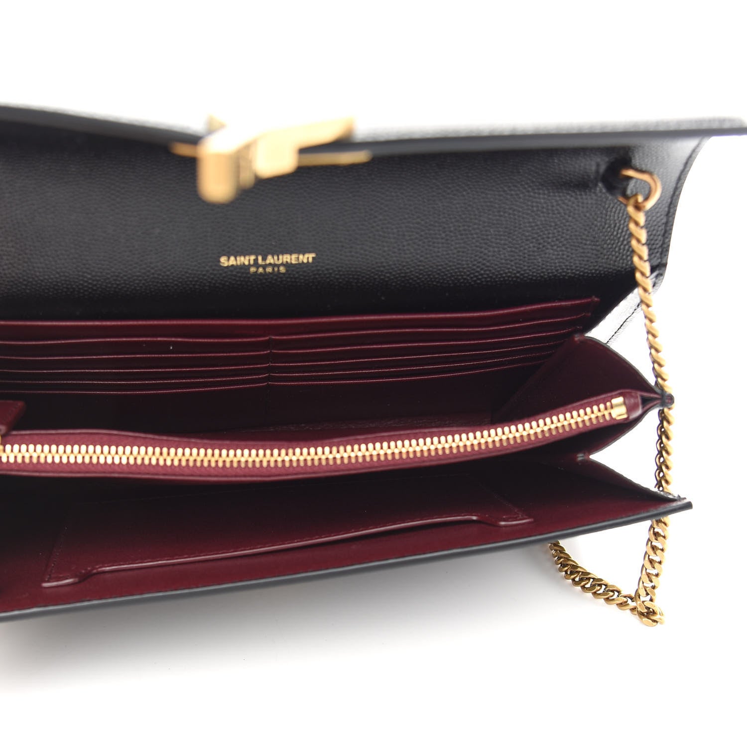 Saint Laurent Grain De Poudre Monogram Cassandra Chain Wallet Black Rouge Legion 5 of 9