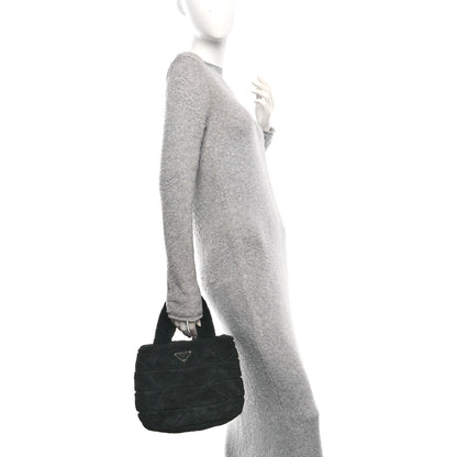 Prada Shearling Nappa Triangle Quilted Patchwork System Tote Black 2 of 10