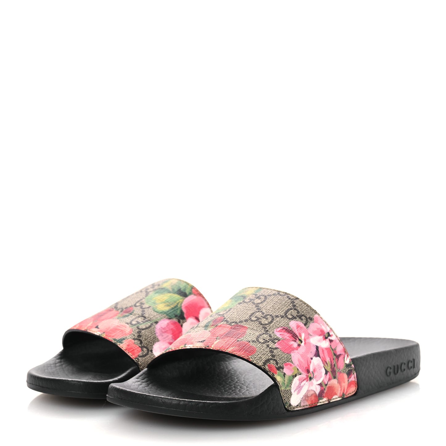 GG Supreme Monogram Blooms Slide Sandals 36 Beige Multicolor