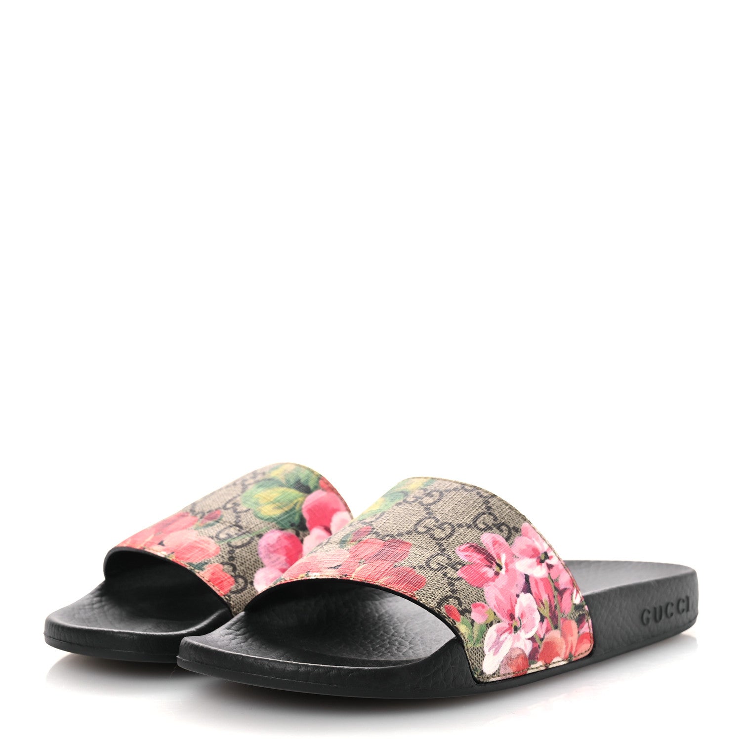 Gucci GG Supreme Monogram Blooms Slide Sandals 36 Beige Multicolor 4 of 9