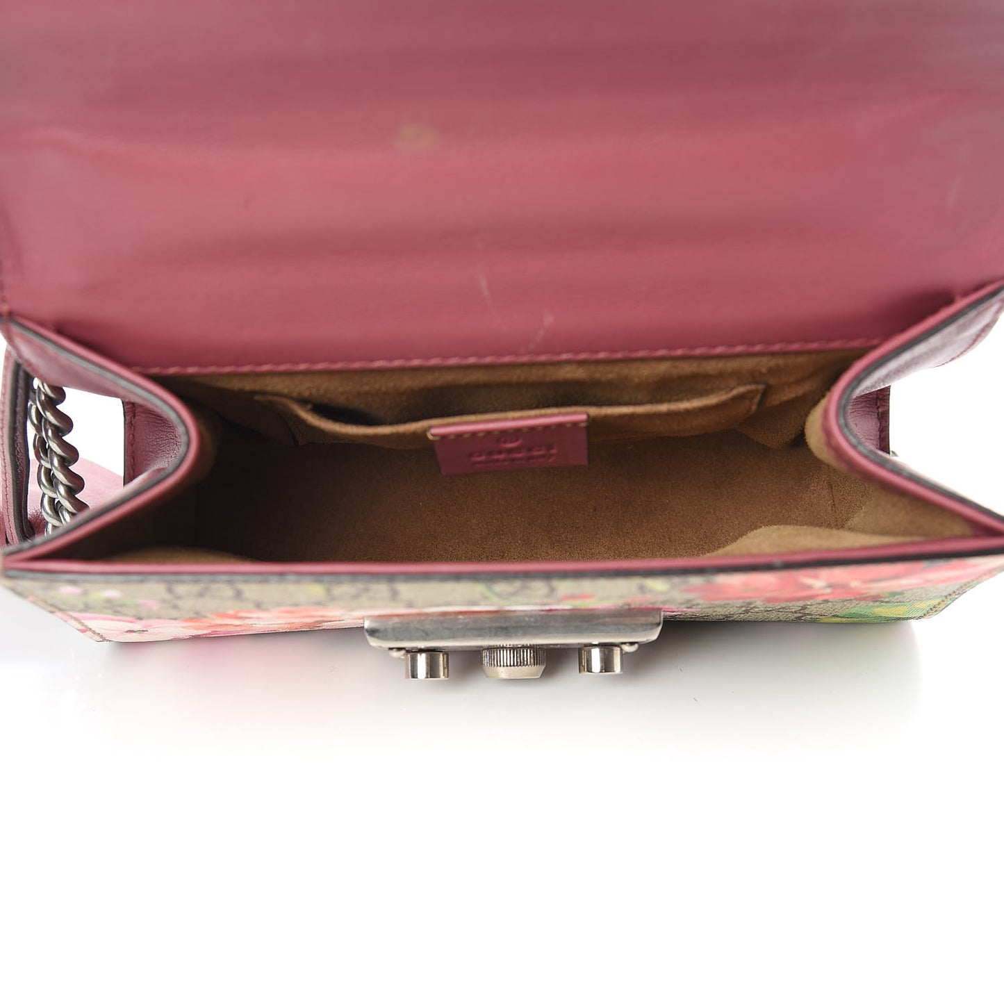 GG Supreme Monogram Blooms Small Padlock Shoulder Bag Beige Multicolor Dry Rose