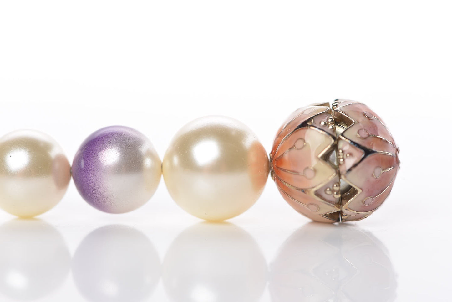 Pearl Enamel Korean Garden CC Clip On Earrings Gold Pink Multicolor