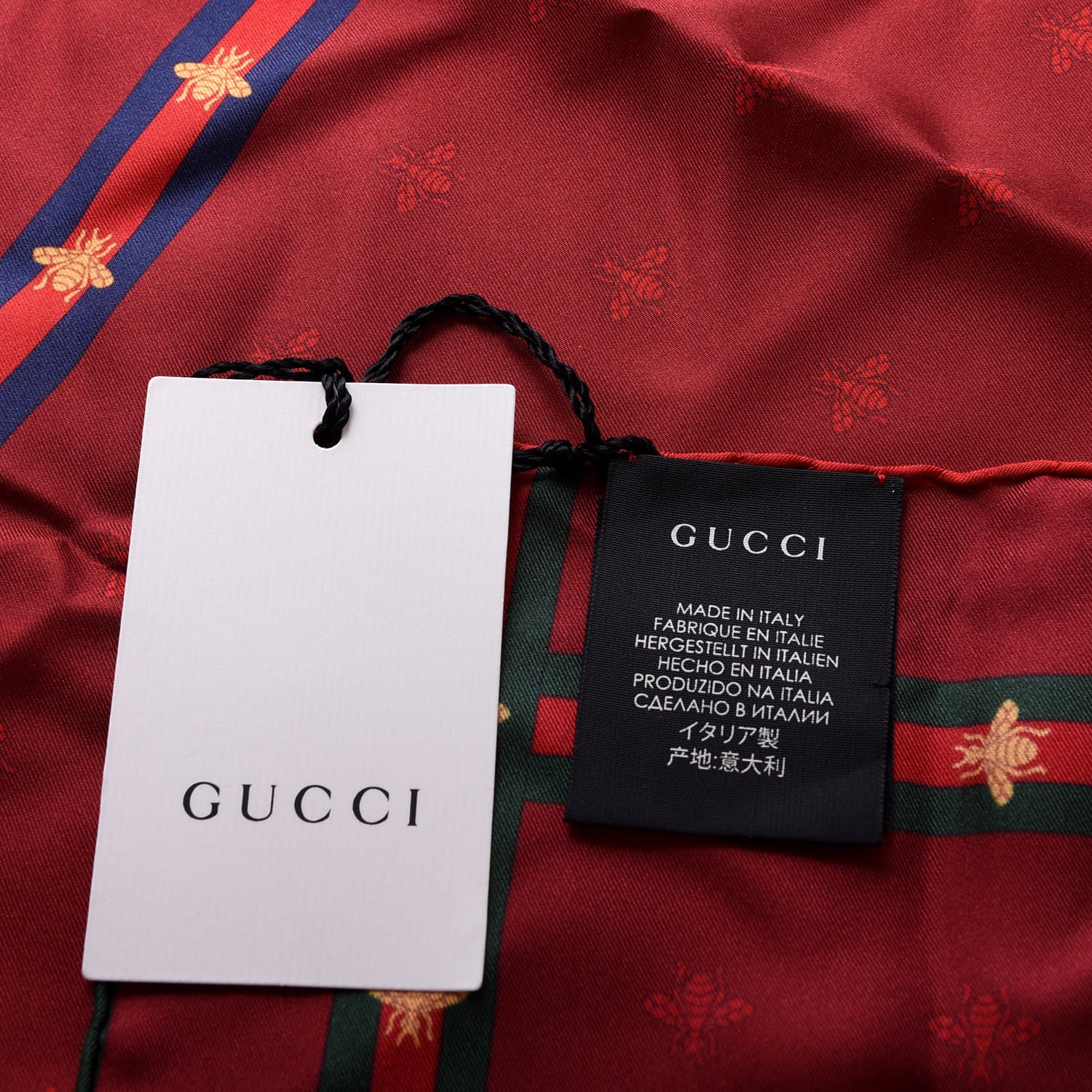 Gucci Silk Web Bee Scarf Red 3 of 3