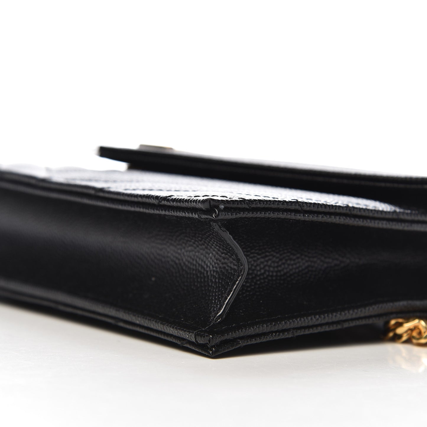 Grain De Poudre Matelasse Chevron Monogram Envelope Chain Wallet Black