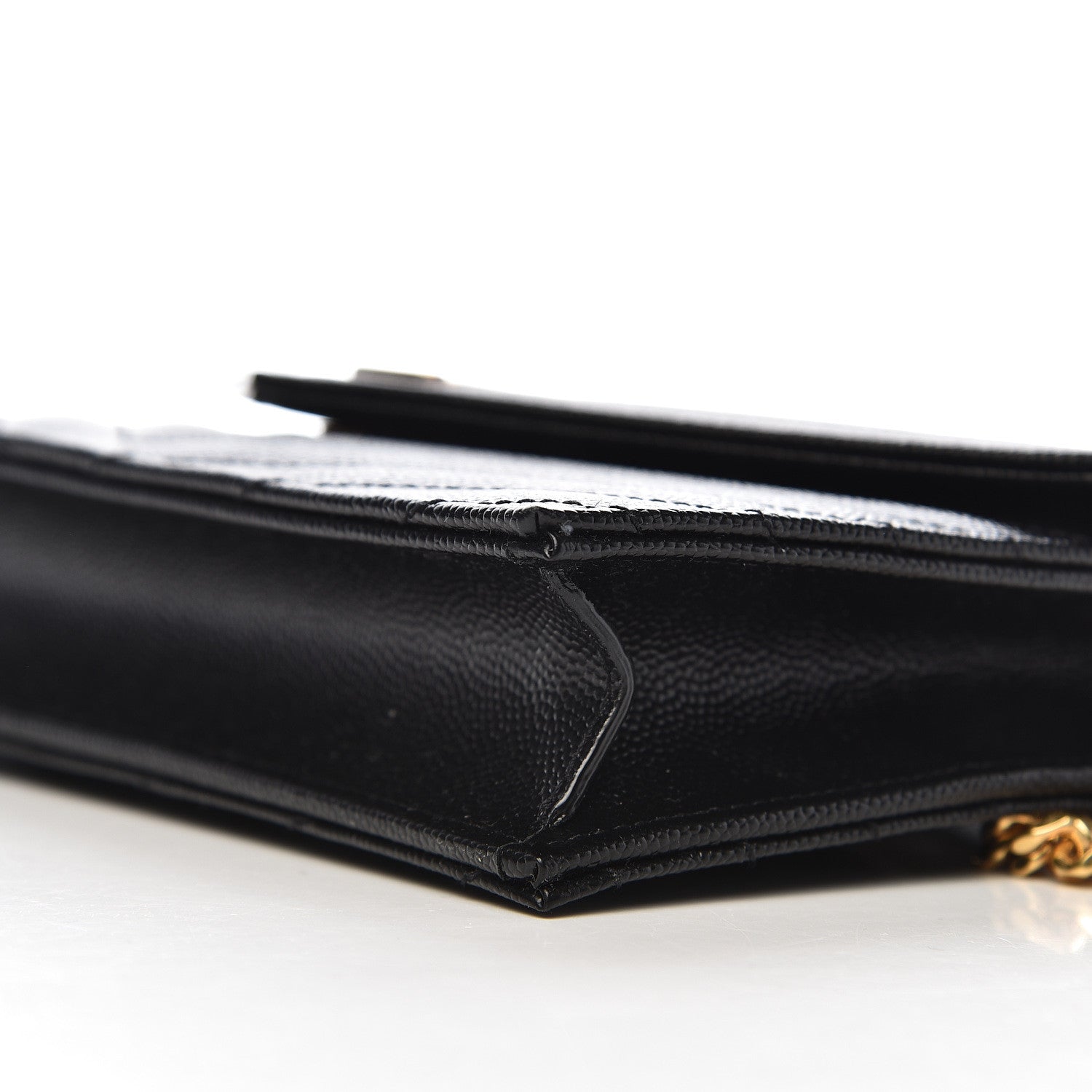 Saint Laurent Grain De Poudre Matelasse Chevron Monogram Envelope Chain Wallet Black 8 of 10