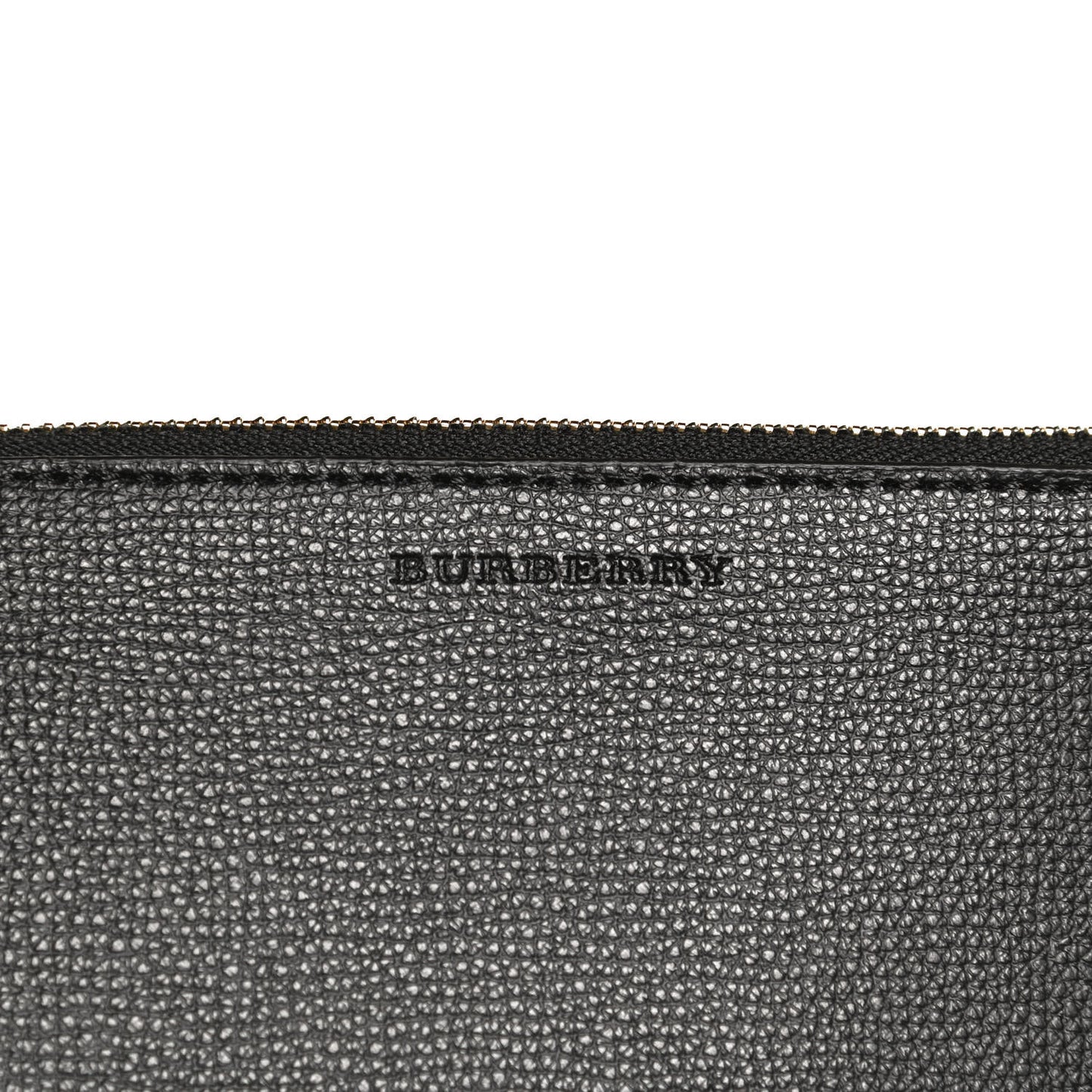 Grainy Calfskin Haymarket Check Zip Pouch Black