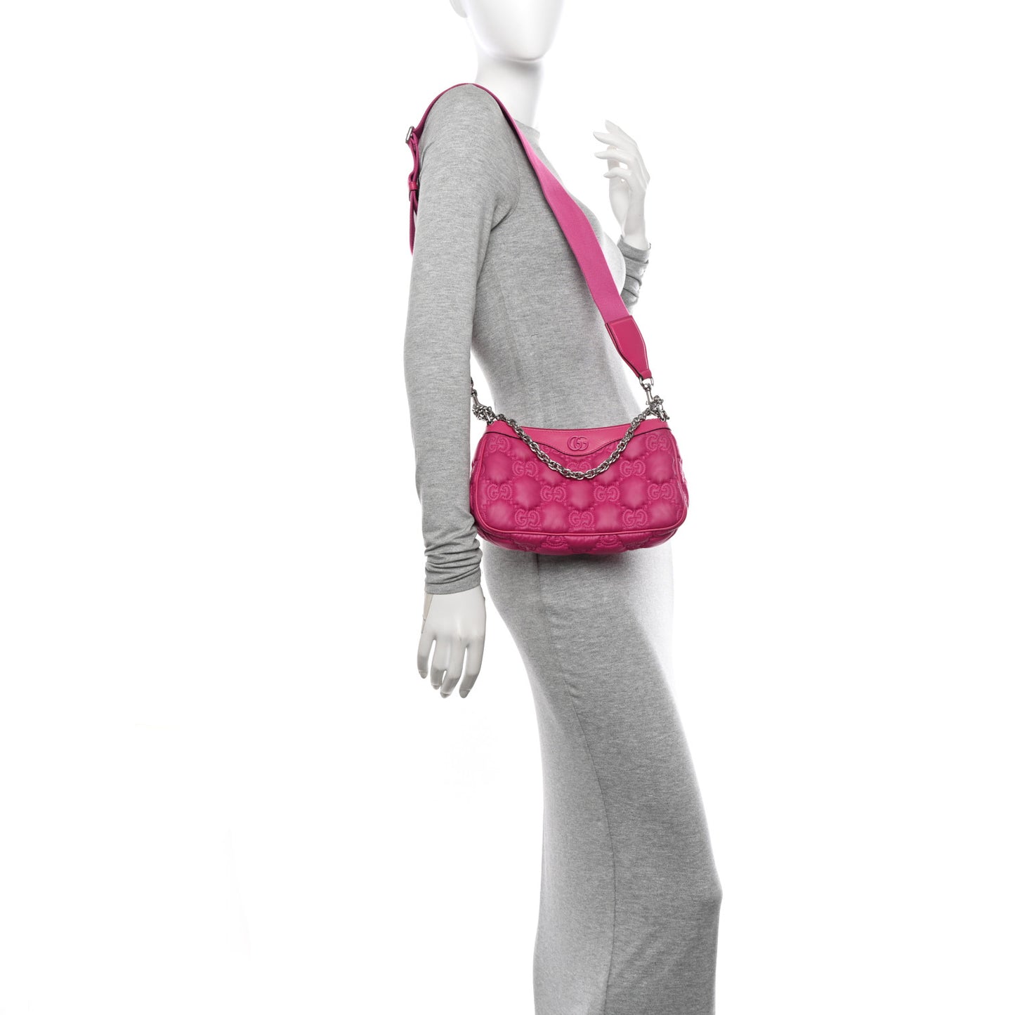 Nylon Calfskin Enamel GG Matelasse Chain Handbag Lovely