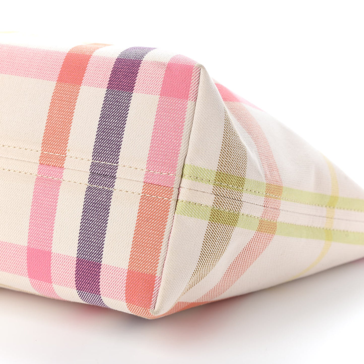 Check Tote White Brown Pink