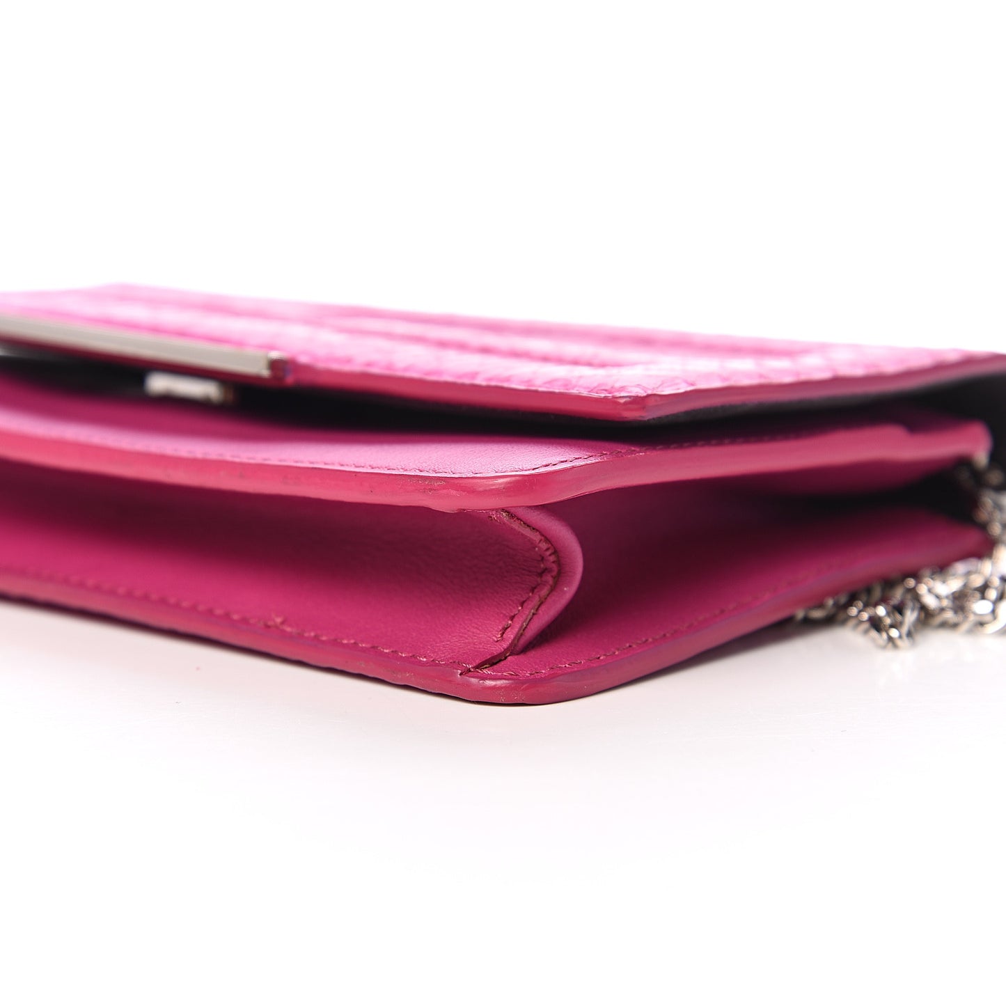 Snakeskin Tube Wallet on Chain Magenta