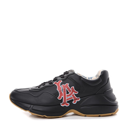 Gucci X MLB Calfskin LA Dodgers Mens Rhyton Sneakers 8.5 Black 1 of 9