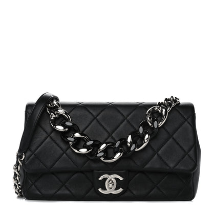 Chanel Lambskin Quilted Resin Bi-Color Chain Flap Bag Black 1 of 14