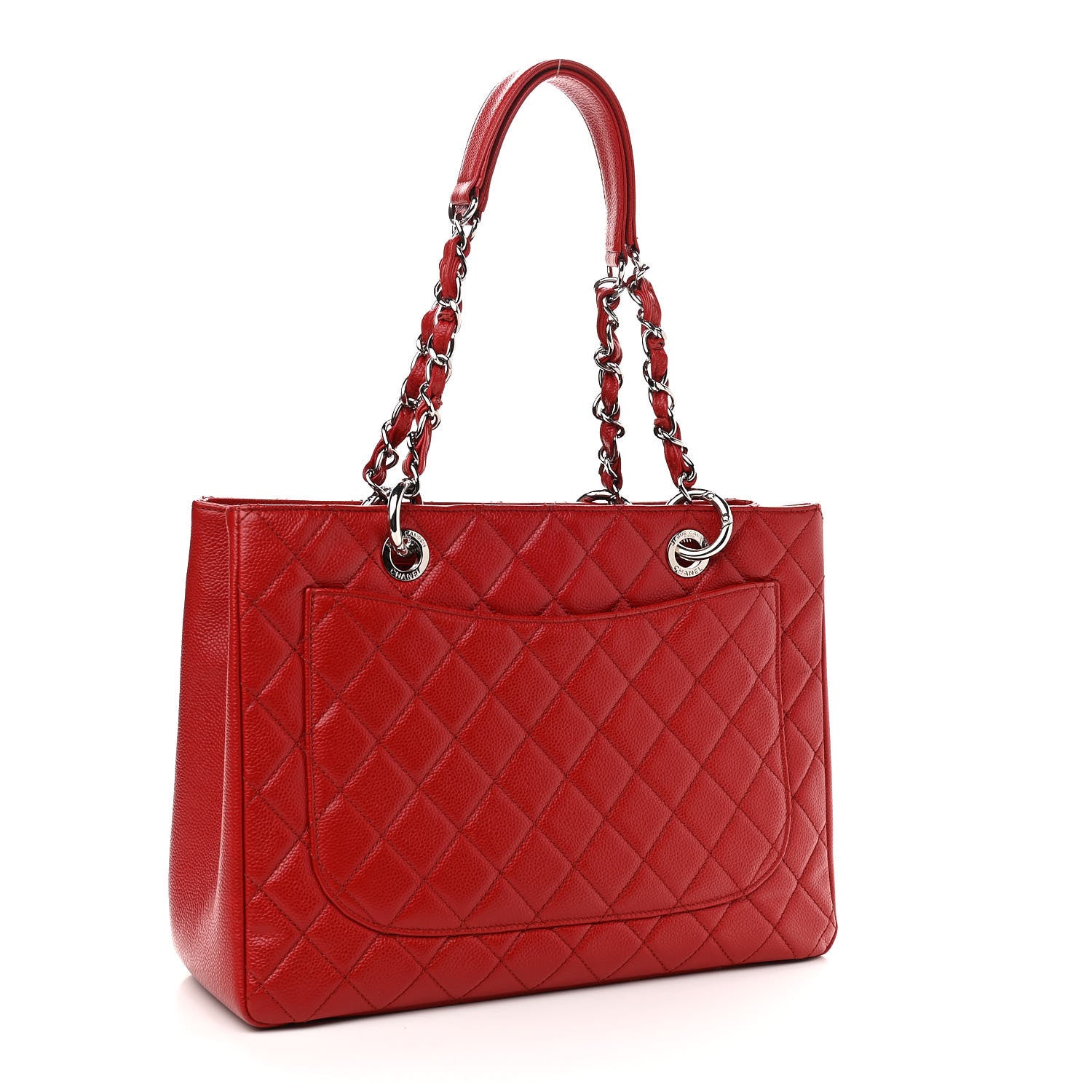Chanel Caviar Quilted Grand Shopping Tote GST Red 3 of 12