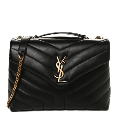 Saint Laurent Calfskin Y Quilted Monogram Small Loulou Chain Satchel Black 1 of 12