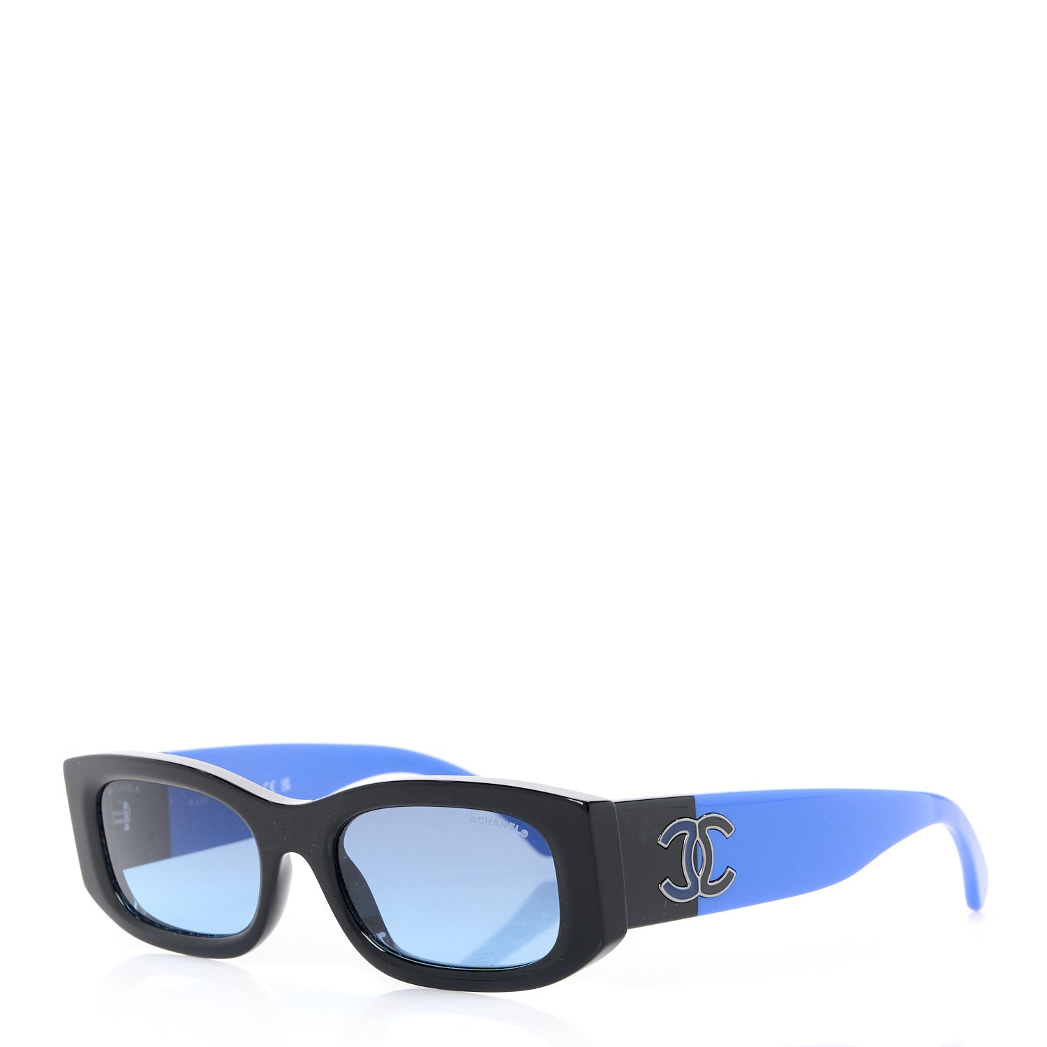 Chanel Acetate Rectangle Sunglasses 5525 Black Blue 1 of 8