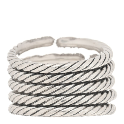 David Yurman Sterling Silver Diamond Willow Five Row Ring 53 6.25 3 of 4