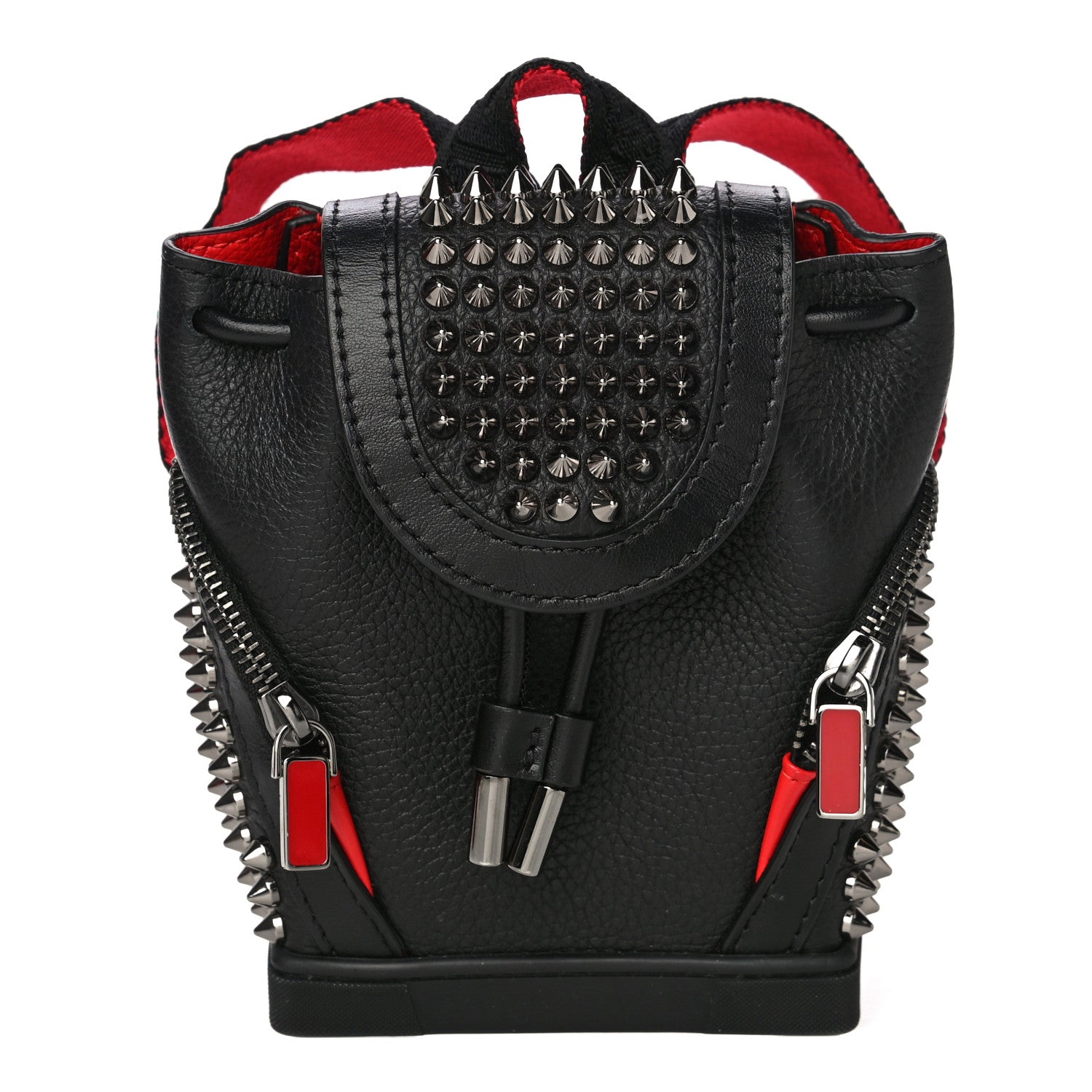Christian Louboutin Calfskin Spiked Mini Explorafunk Keyring Bag Black 1 of 14