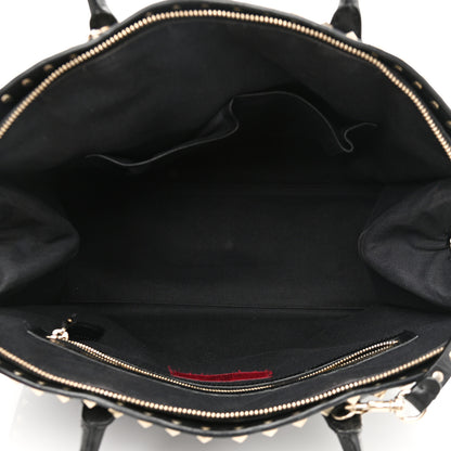 Valentino Garavani Vitello Rockstud Dome Shopper Black 9 of 15