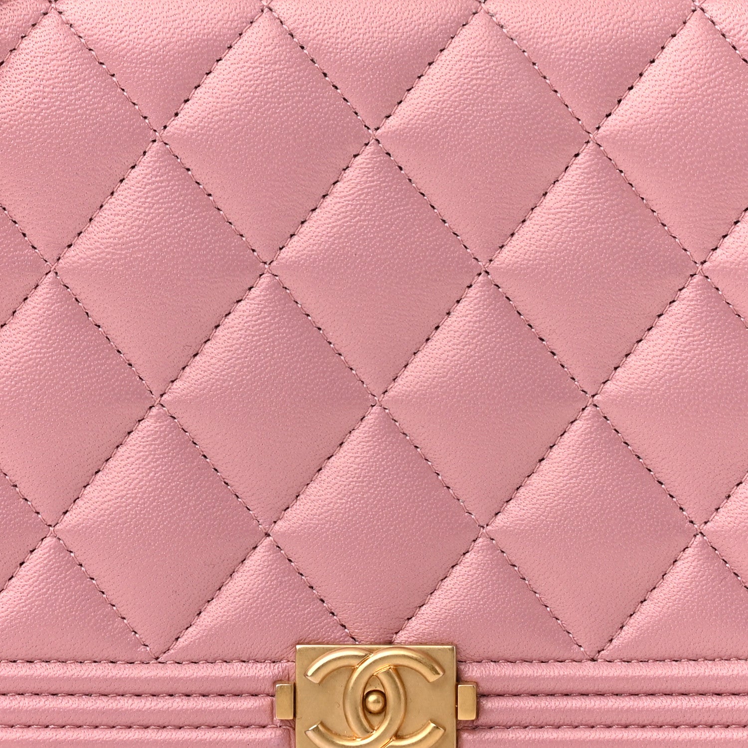 Chanel Metallic Lambskin Quilted Boy Wallet On Chain WOC Pink 9 of 13