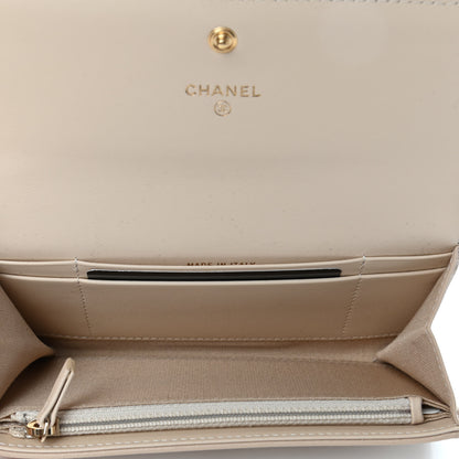 Chanel Shiny Goatskin Quilted Chanel 19 Flap Wallet Beige 4 of 4