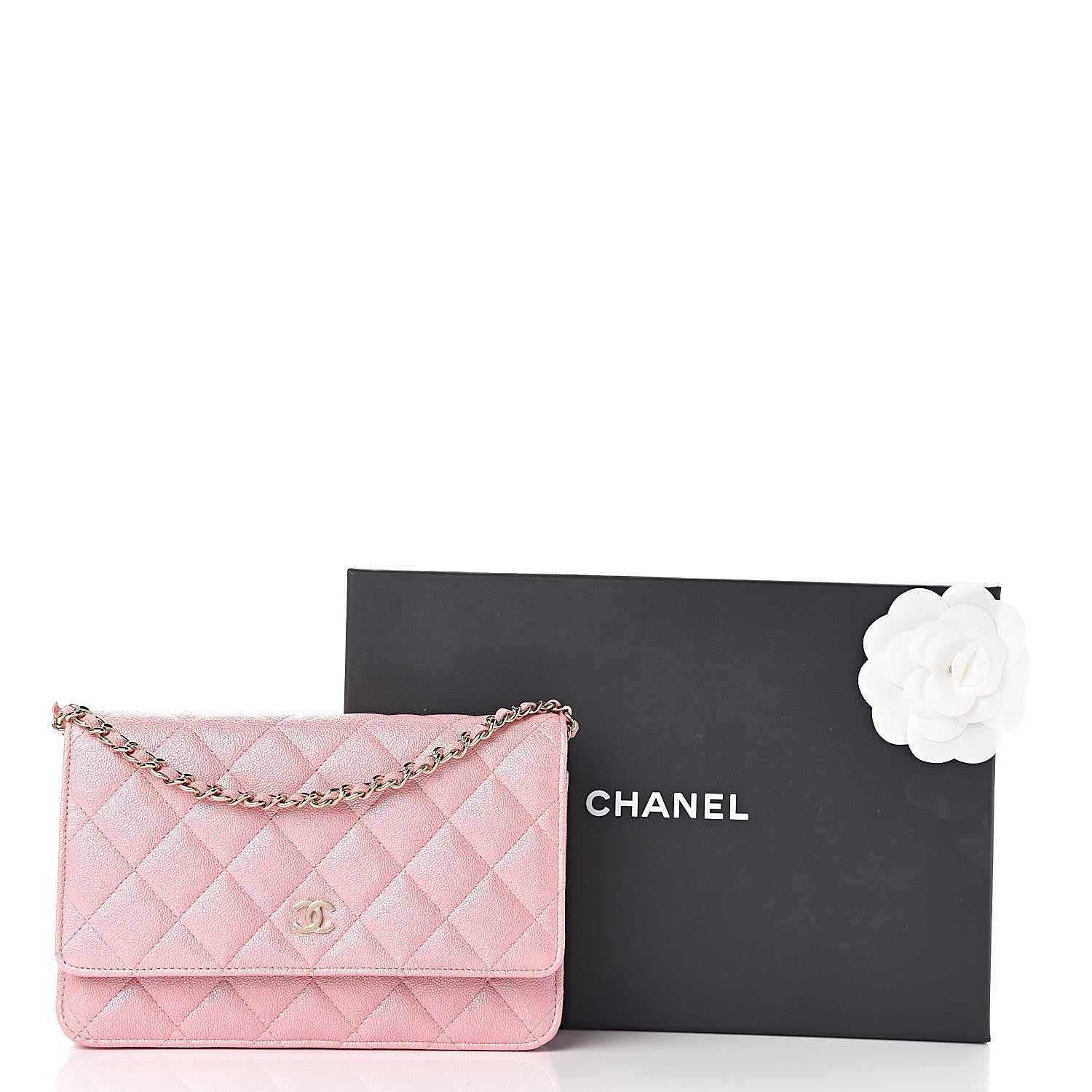 Chanel Iridescent Caviar Quilted Wallet on Chain WOC Rose Pink 12 of 12