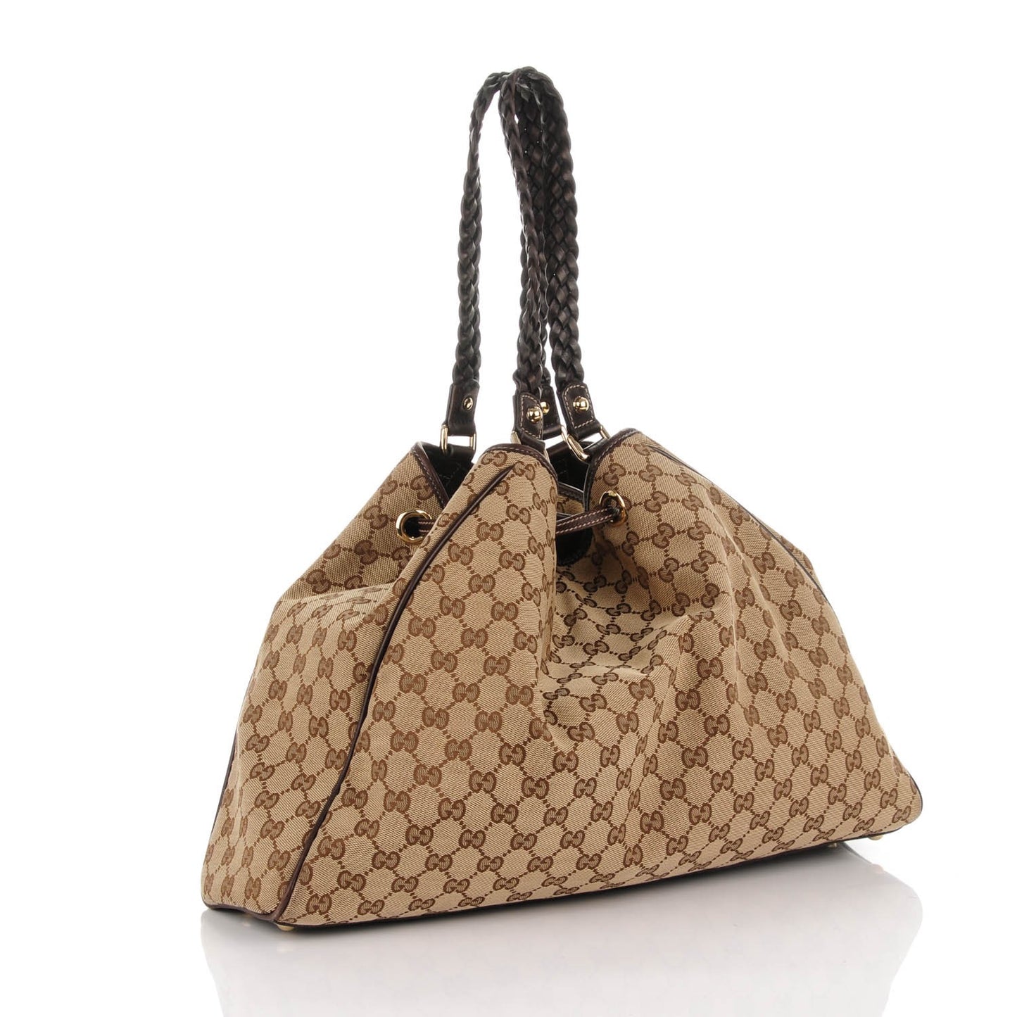 Monogram Peggy Braided Tote Dark Brown