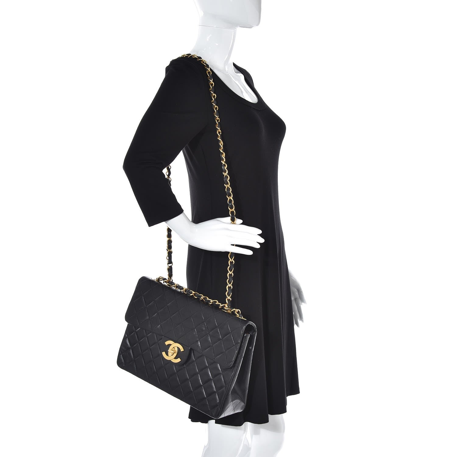 Chanel Lambskin Quilted XL Jumbo Single Flap Black 3 of 10