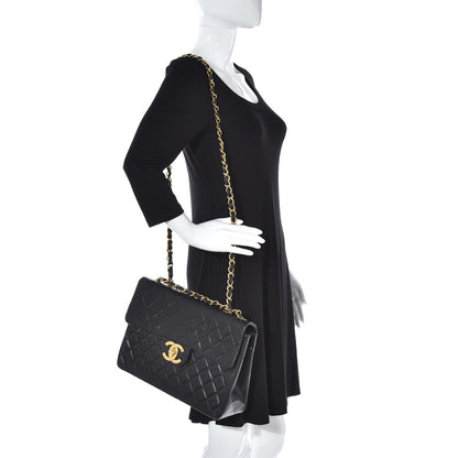 Chanel Lambskin Quilted XL Jumbo Single Flap Black 3 of 10