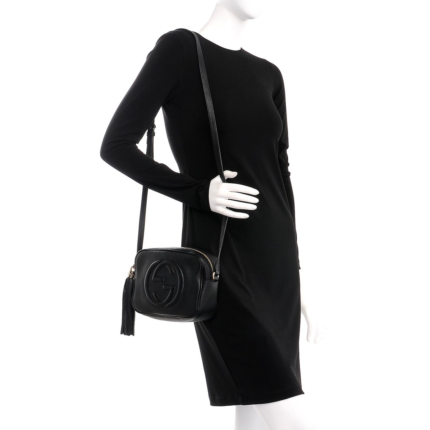 Pebbled Calfskin Small Soho Disco Bag Black