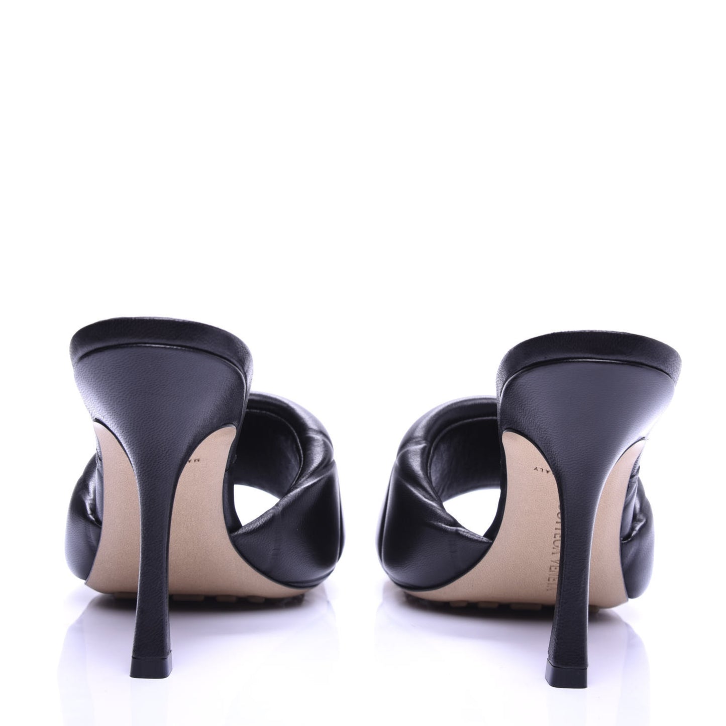 Nappa Quilted Rubber Lido Mule Sandals 38 Black