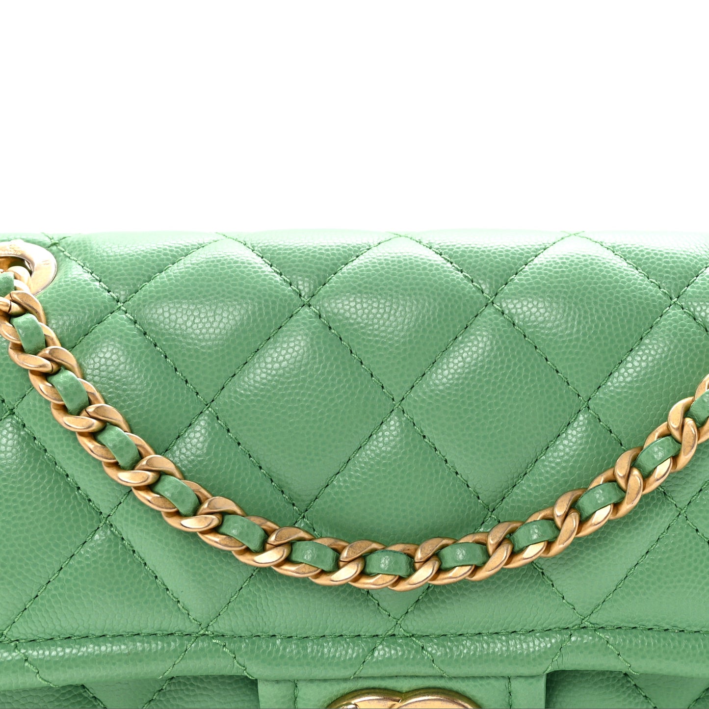 Caviar Quilted Medium Sweet Classic Flap Green